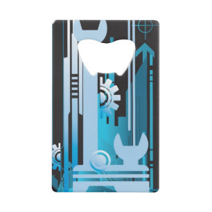 Technical halftone background 3 credit card bottle opener