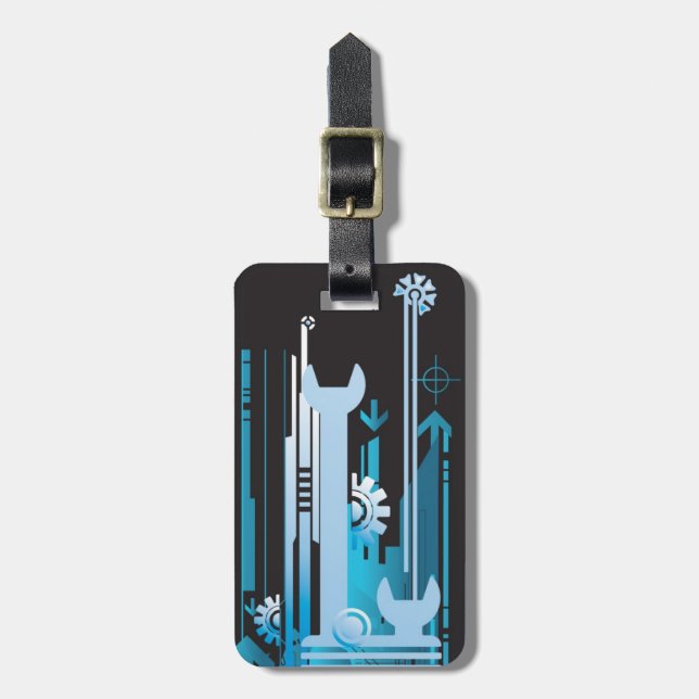 Technical halftone background 3 luggage tag (Front Vertical)