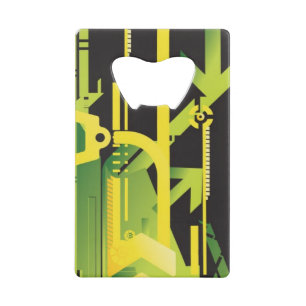 Technical halftone background 4 credit card bottle opener