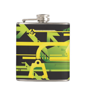 Technical halftone background 4 hip flask