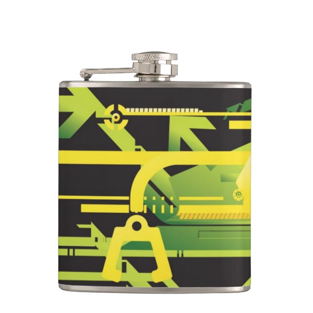Technical halftone background 4 hip flask (Front)