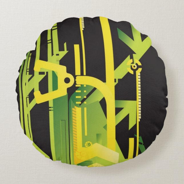 Technical halftone background 4 round pillow (Front)