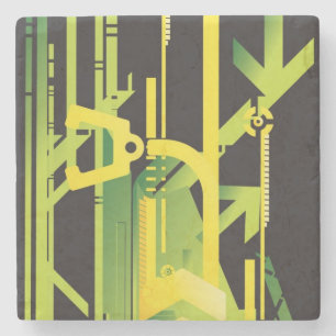 Technical halftone background 4 stone coaster