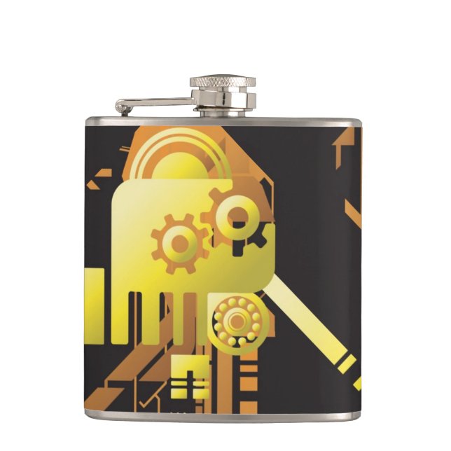 Technical halftone background 5 hip flask (Front)