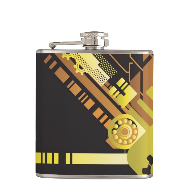 Technical halftone background 5 hip flask (Front)