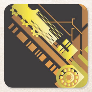 Technical halftone background 5 square paper coaster