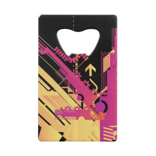 Technical halftone background 7 credit card bottle opener