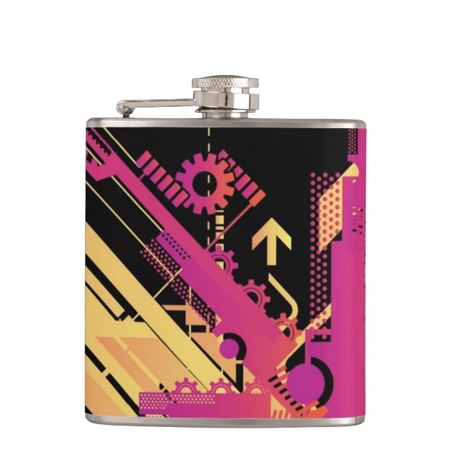 Technical halftone background 7 hip flask (Front)