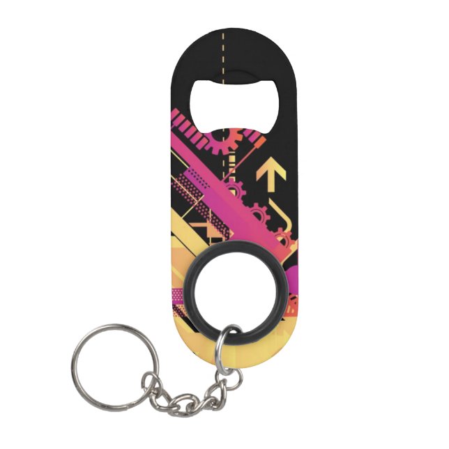 Technical halftone background 7 keychain bottle opener (Front)