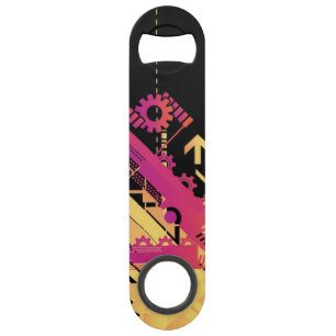 Technical halftone background 7 speed bottle opener