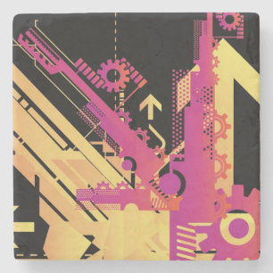 Technical halftone background 7 stone coaster