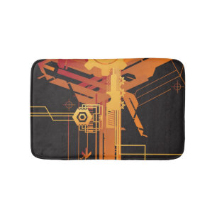 Technical halftone background bath mat