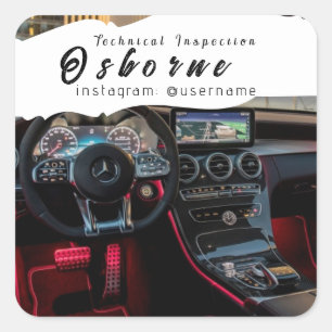 Technical Inspection Car Rent Repair Square Stick Sticker