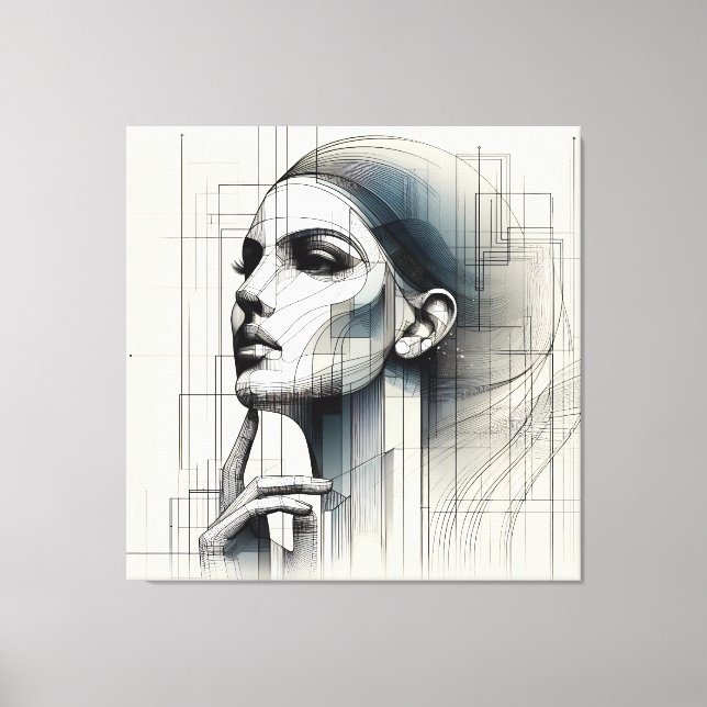Technical Line Portrait Canvas Print (Front)