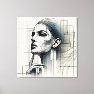 Technical Line Portrait/ Technisches Linienporträt Canvas Print