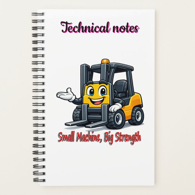 Technical Notes Forklift Cartoon Mascot Notebook (Devant)