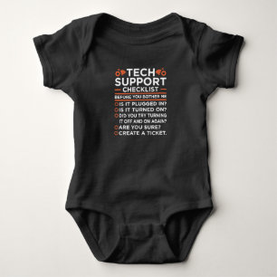 Technical Support Checklist Computer IT Programmer Baby Bodysuit