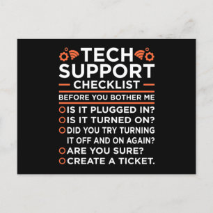 Technical Support Checklist Computer IT Programmer Invitation Postcard