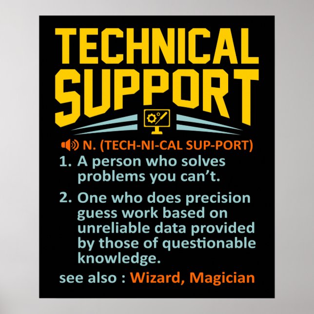 Technical Support Definition Computer IT Poster (Front)