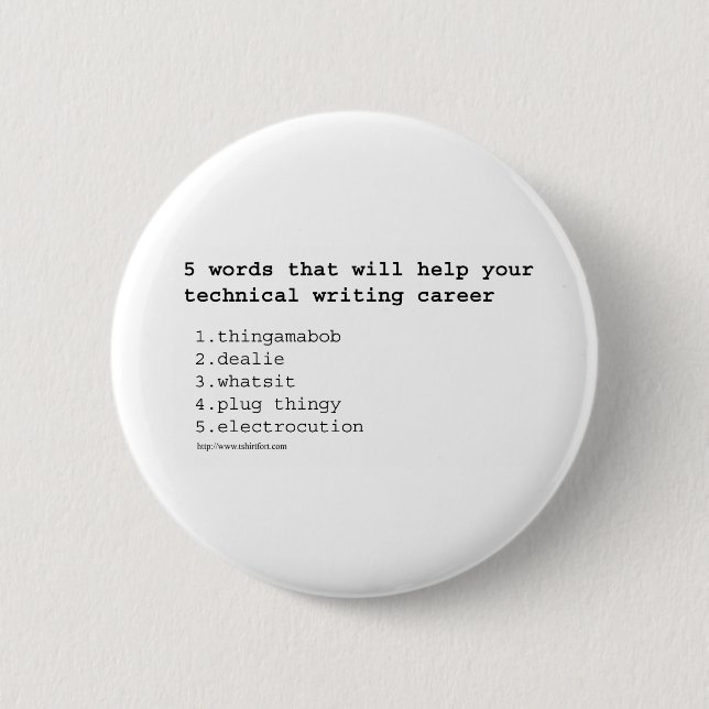 Technical Writer 2 Inch Round Button (Front)