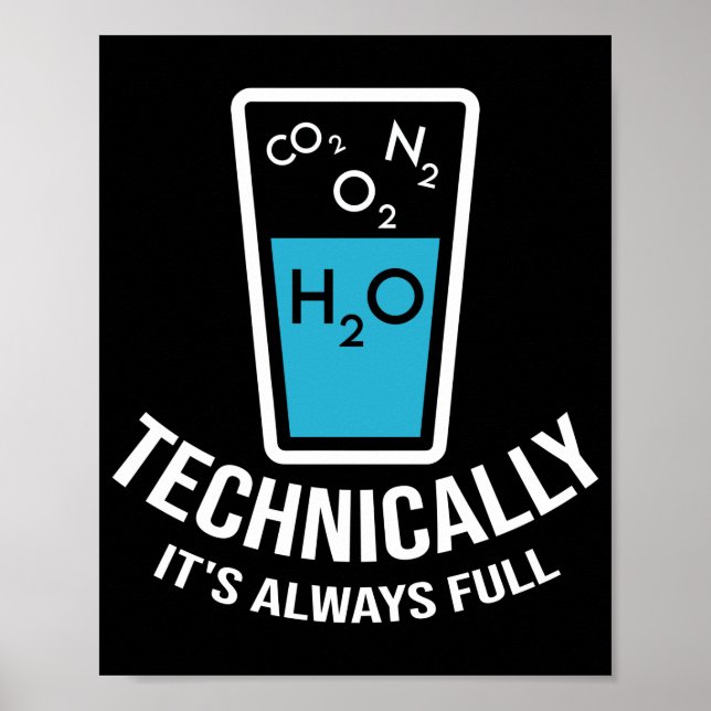Technically Glass Is Always Full Clever Science Poster (Front)