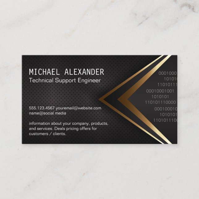 Technician Coding | Black Mesh Abstract Background Business Card (Front)