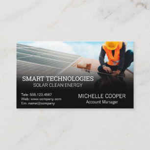 Technician Installing Solar Panels   Power Energy Business Card