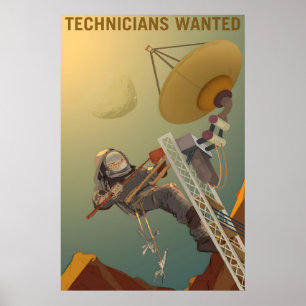 Technicians Wanted Retro Style Classic Mars Poster