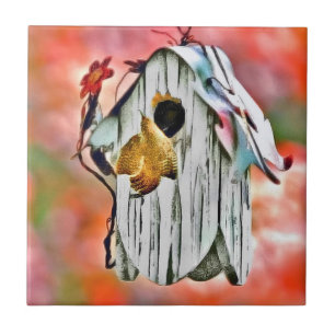 Technicolor Birdhouse Tile