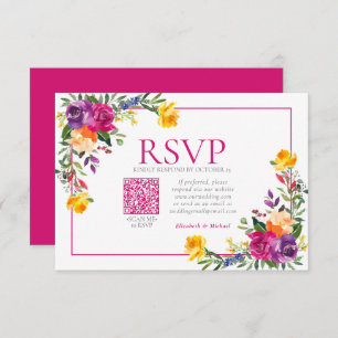 Technicolor Boho Floral QR Code Mariage RSVP