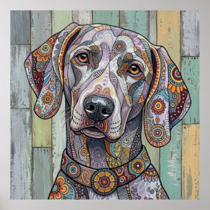 Technicolor Faithful: Intricate Pattern Dog Art Poster