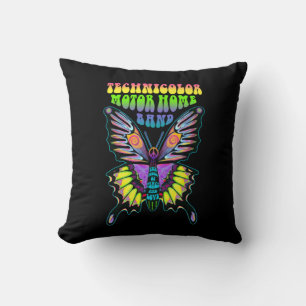Technicolor Motor Home Psychedelic Butterfly Throw Pillow