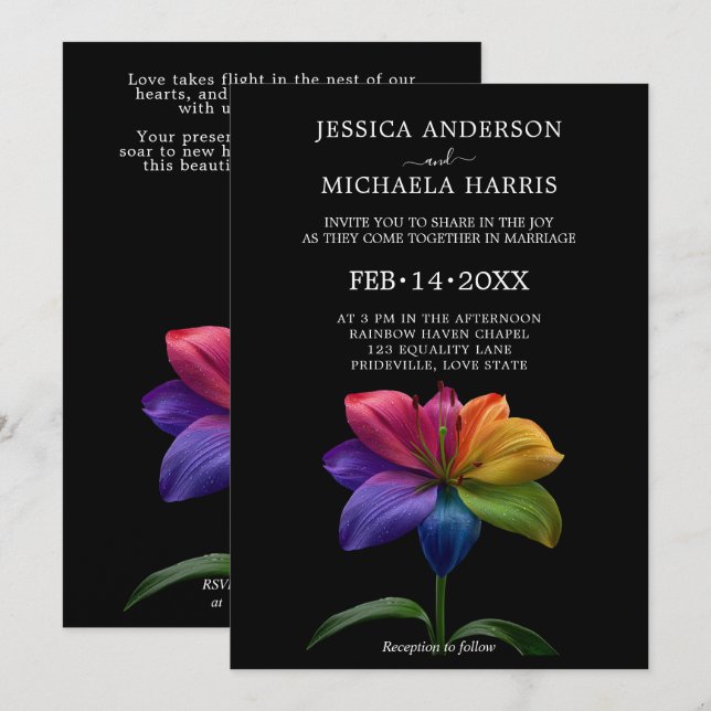 🌈 Technicolor Vows Wedding Invitation (Front/Back)