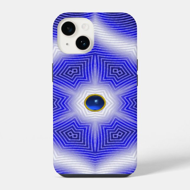 TECHNO BLUE STAR SAPPHIRE GEMSTONE iPhone CASE (Back)
