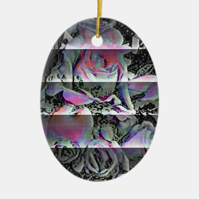 Techno Bouquet  Ceramic Ornament (Front)