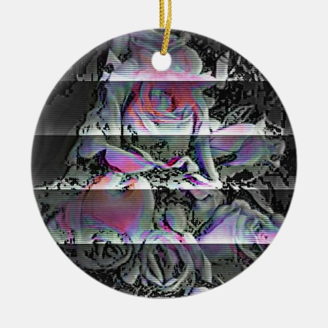 Techno Bouquet  Ceramic Ornament (Front)