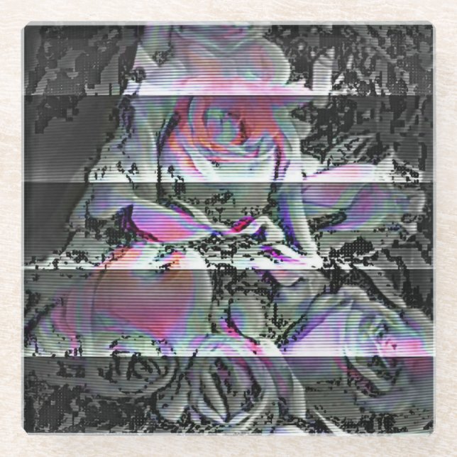 Techno Bouquet  Glass Coaster (Front)