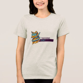 “Techno Cat – Futuristic Funky T-Shirt” Tri-Blend Shirt