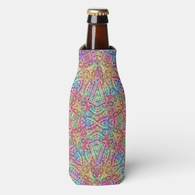 Techno Colour Vintage Fractal Kaleidoscope Bottle Cooler (Bottle Front)