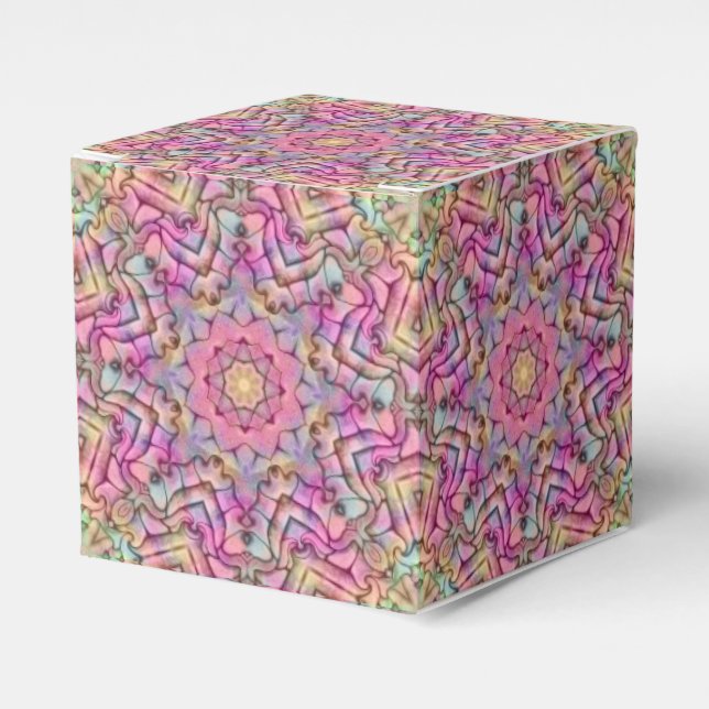 Techno Colour Vintage Fractal Kaleidoscope Favor Box (Front Side)