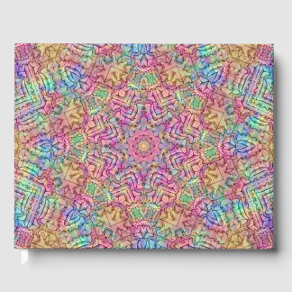 Techno Colour Vintage Fractal Kaleidoscope Guest Book