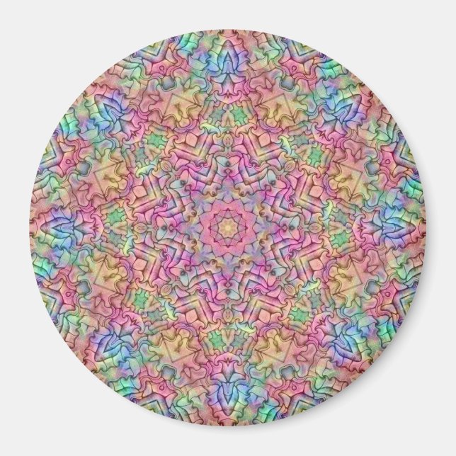 Techno Colour Vintage Fractal Kaleidoscope Magnet (Front)