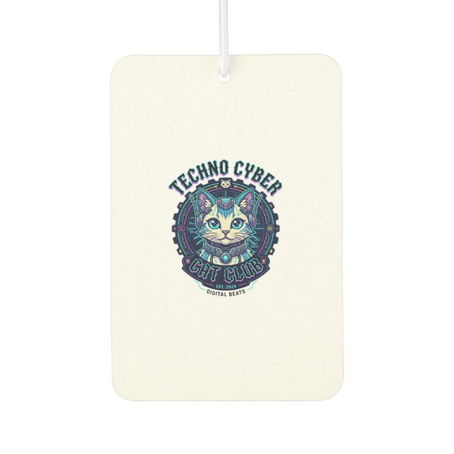 Techno Cyber Cat Funny Cat Lover Design - Techno C Air Freshener (Front)