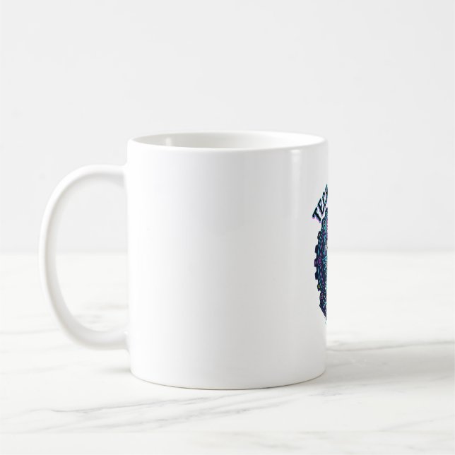 Techno Cyber Cat Funny Cat Lover Design - Techno C Coffee Mug (Left)