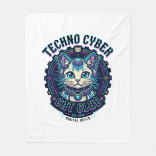 Techno Cyber Cat Funny Cat Lover Design - Techno C Fleece Blanket