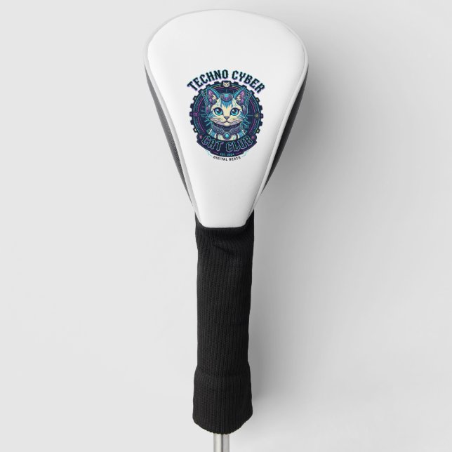 Techno Cyber Cat Funny Cat Lover Design - Techno C Golf Head Cover (Front)