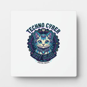 Techno Cyber Cat Funny Cat Lover Design - Techno C Plaque