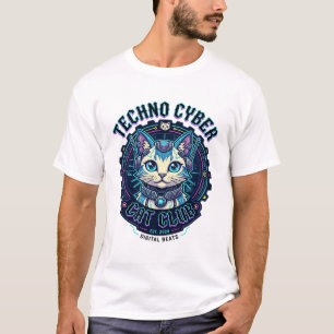 Techno Cyber Cat Funny Cat Lover Design - Techno C T-Shirt