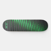 Techno Cyber Green Stripes Black Skateboard (Horz)