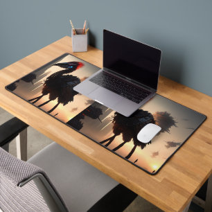"Techno-Feathers: The Futuristic Emu Robot" Desk Mat